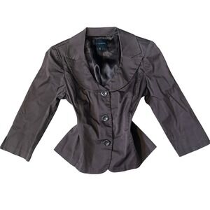 My Michelle Brown Peplum Office Siren Blazer  Women Size 9